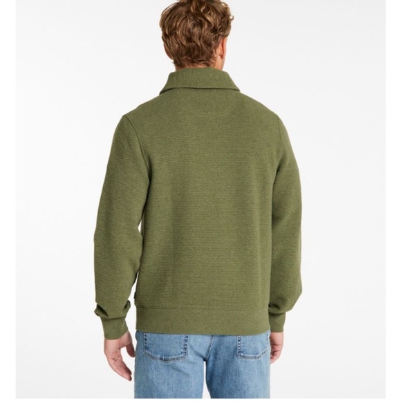 L.L. Bean Men's Forest Green Zip-Up Sweater quilted textured winter - Picture 2 of 13
